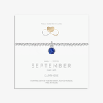 September birthstone bracelet with sapphire charm, sterling silver UK
