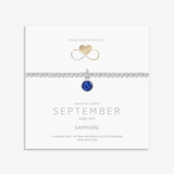 September birthstone bracelet with sapphire charm, sterling silver UK