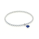 September birthstone bracelet with sapphire charm and sterling silver beads, stretch bracelet UK