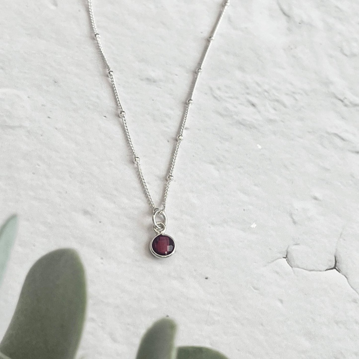 Silver Garnet Necklace - Made Here with Love