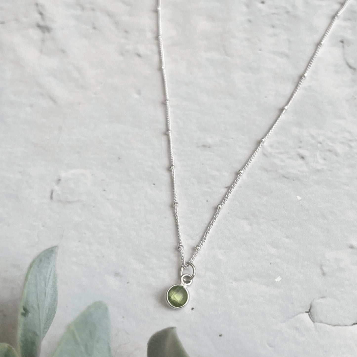 Silver Peridot Birthstone Necklace - Made Here with Love