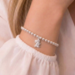 Silver rabbit charm bracelet with stretch fit, animal jewellery gift UK