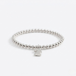 Silver bunny rabbit charm bracelet with sterling silver beads, stretch bracelet UK