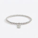 Silver bunny rabbit charm bracelet with sterling silver beads, stretch bracelet UK