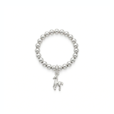 Sterling silver horse charm ring with stretchy bead design, equestrian jewellery UK