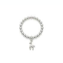 Sterling silver horse charm ring with stretchy bead design, equestrian jewellery UK