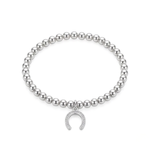 Sterling silver horseshoe bead bracelet with stretch design, lucky charm jewellery UK