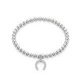 Sterling silver horseshoe bead bracelet with stretch design, lucky charm jewellery UK