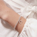 Silver horseshoe charm bracelet in sterling silver, good luck jewellery gift UK