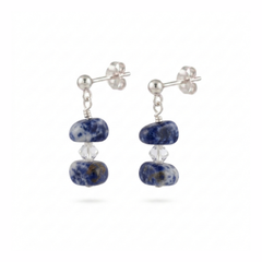 Sodalite earrings in sterling silver, blue gemstone drop earrings UK