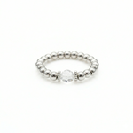 Sterling silver and crystal stretch bead ring, everyday stacking ring UK