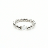 Sterling silver and crystal stretch bead ring, everyday stacking ring UK