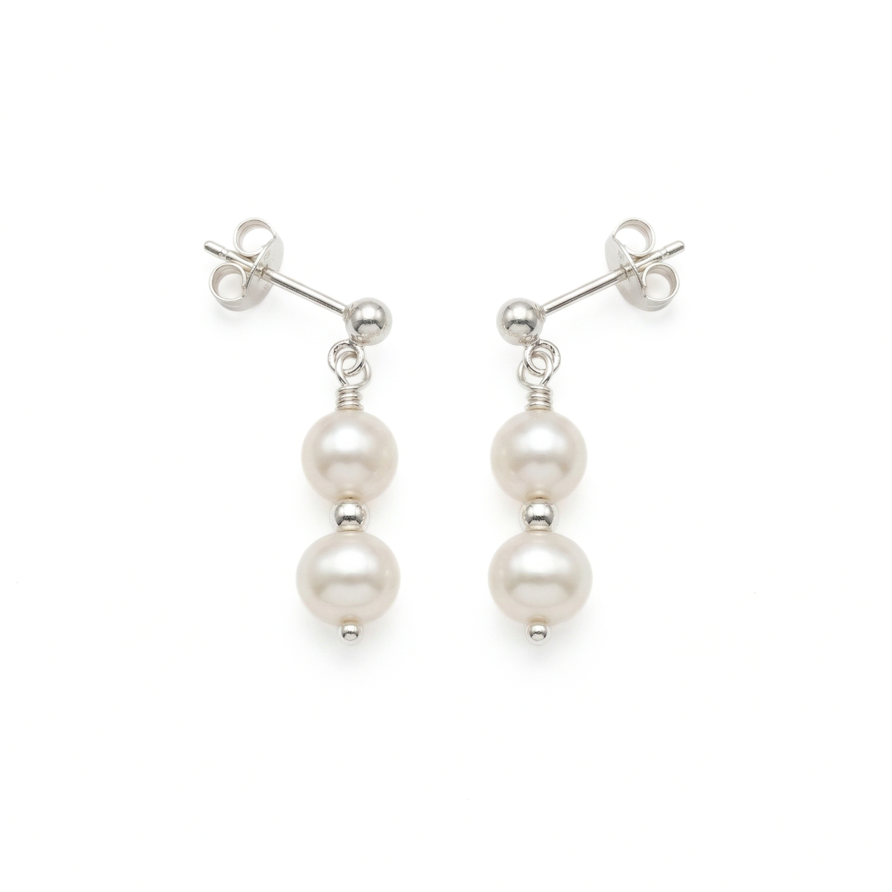 Sterling silver bridesmaids earrings studs, simple wedding jewellery UK