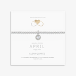 Sterling silver clear quartz bracelet, April birthstone stretch bracelet UK