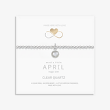 Sterling silver clear quartz bracelet, April birthstone stretch bracelet UK