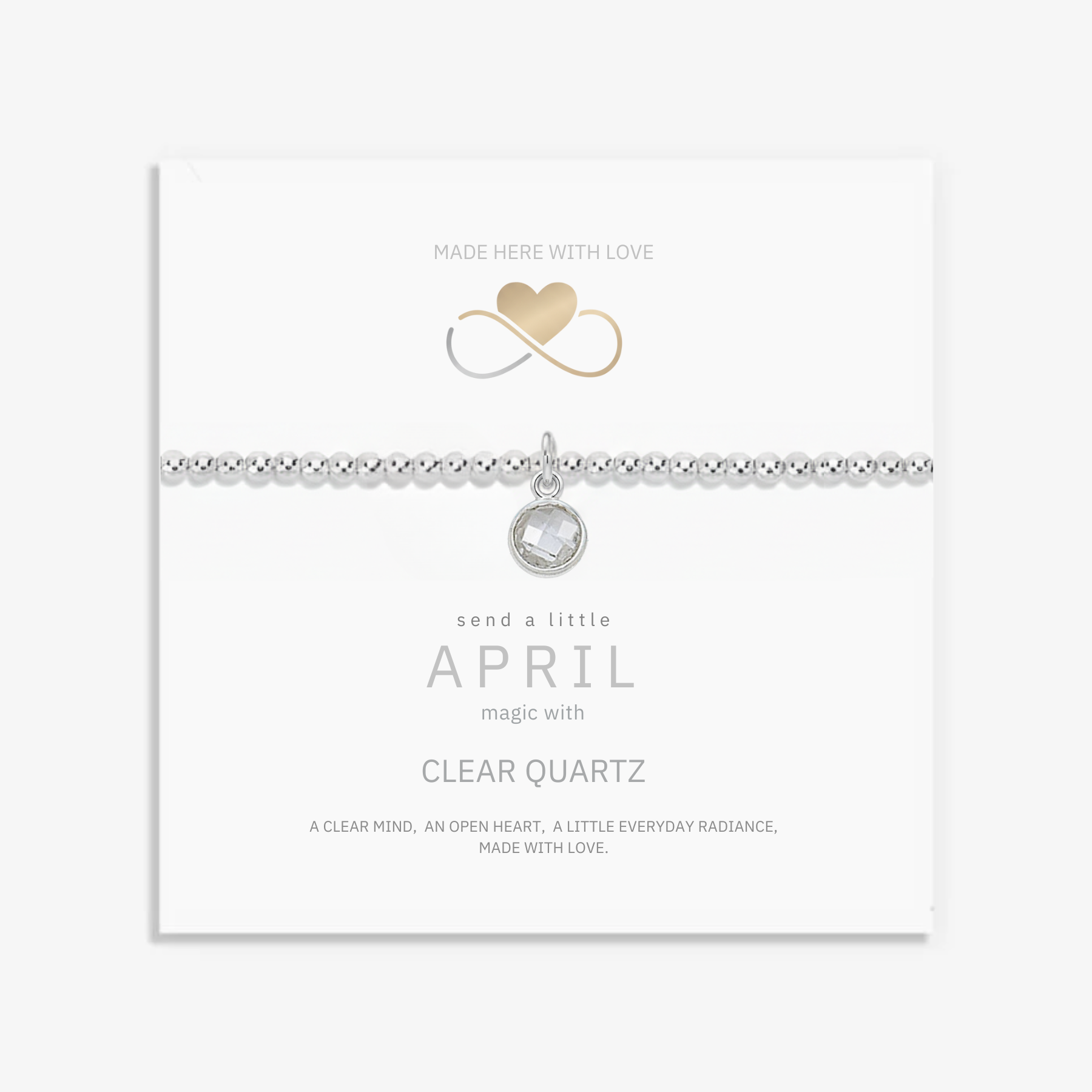 Sterling silver clear quartz bracelet, April birthstone stretch bracelet UK