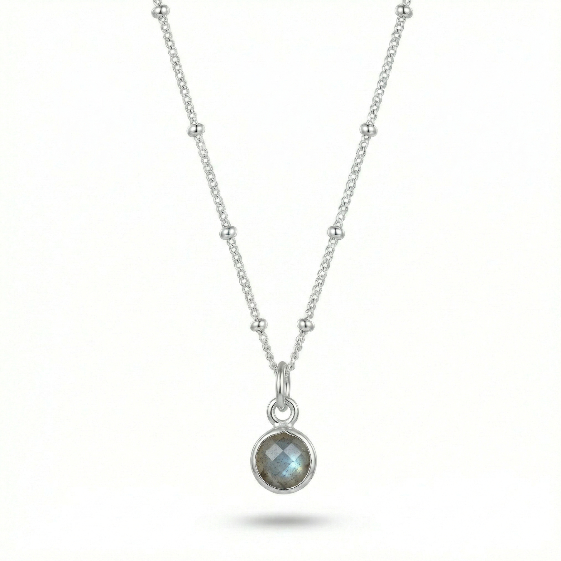Sterling silver labradorite necklace, March birthstone jewellery UK