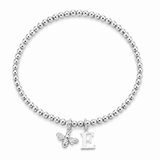 Sterling Silver Bee & Initial Charm Bracelet