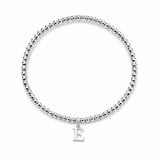a sterling silver beaded initial charm bracelet, a perfect personalised jewellery gift for her 
