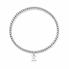 a sterling silver beaded initial charm bracelet, a perfect personalised jewellery gift for her 