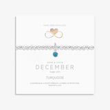 Turquoise December birthstone bracelet with sterling silver beads, stretch bracelet UK